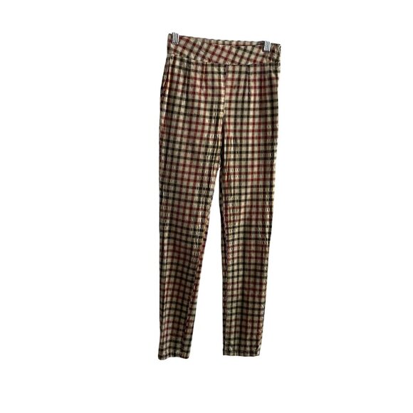 Free People Wmn 24 Plaid Academia Preppy High Waist Ella Kick Skinny Ankle Pants - Picture 2 of 11